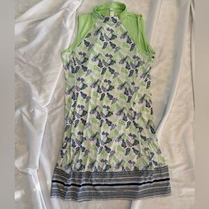 285 Tee Time Green Floral Dress Golfing, Tennis Activewear Large